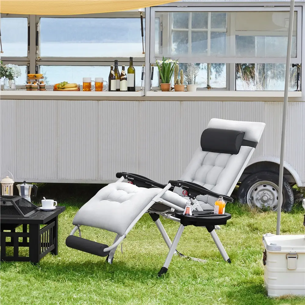 Yaheetech 26/29in Zero Gravity Chair, Foldable Premium Reclining Lounge Recliner w/Removable Pad & Pillow & Side Accessory Tray for Indoor and Outdoor