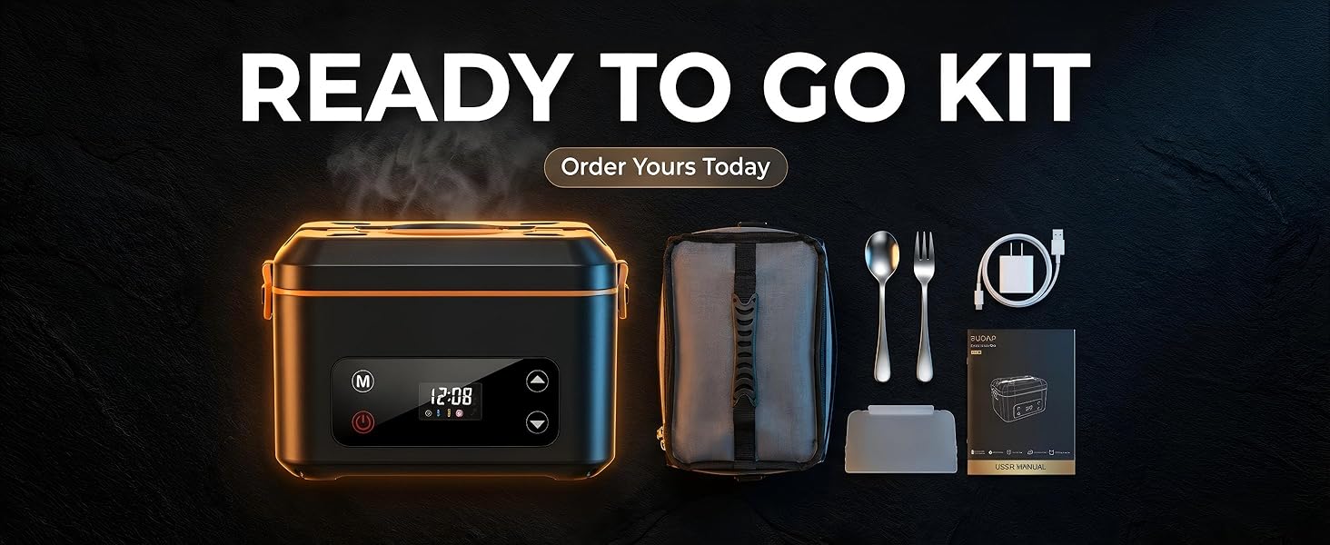 RUDAP Cordless Electric Lunch Box, 24000mAh Rechargeable 1.2L Portable Food Warmer with 5 Heating Modes, Auto Temperature Control, Heated Lunch Box – Perfect for Truck, Office, or Outdoor Worksite