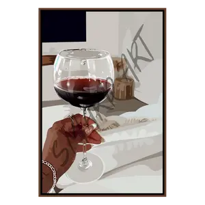 Red Wine (With Background) - Smard Black Wall Art Print/ Canvas for Home /Office Decor