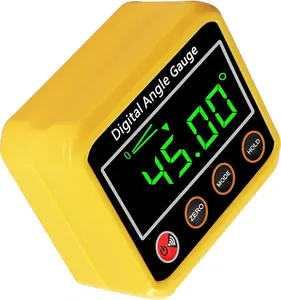 Digital Angle Finder Protractor Inclinometer - Yellow Cube Digital Level Gauge with Base, Backlight, 4 Measurement Units, Dust-Tight Design, High Visibility - Beeps at 0° or 90°, Convenient for Tight Spots - Precision Tool for Woodworking, Construction