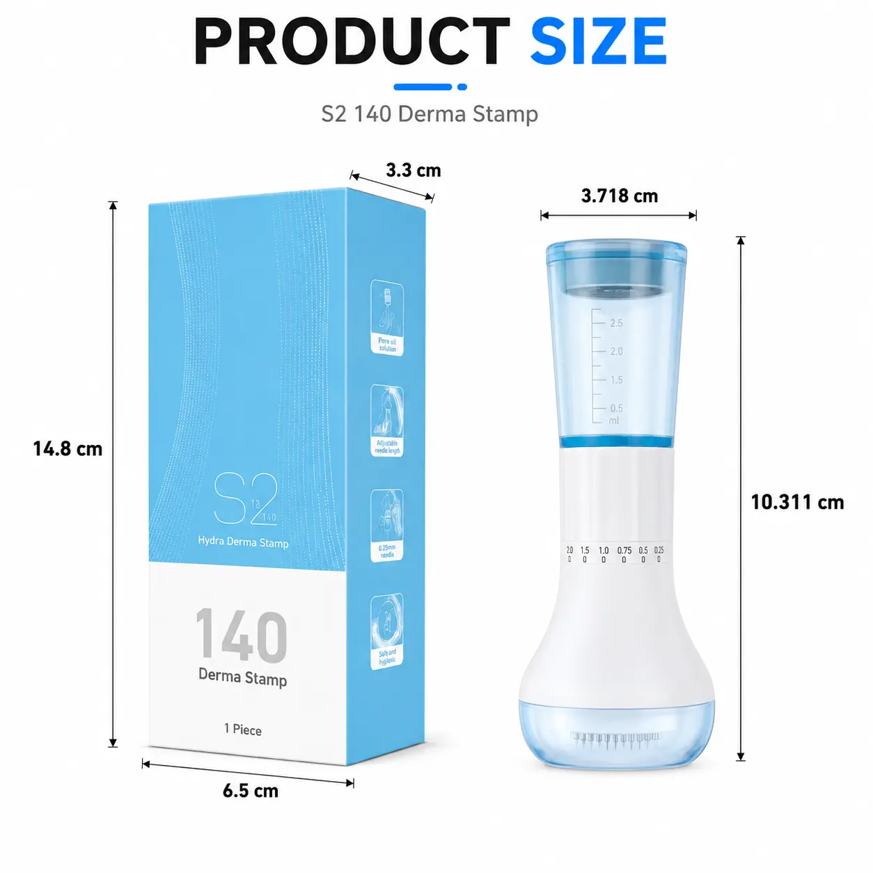 Hydra Derma Stamp: 0-0.3mm Adjustable Microneedling Skincare Tool with Serum Applicator, Portable Beauty Care Tool