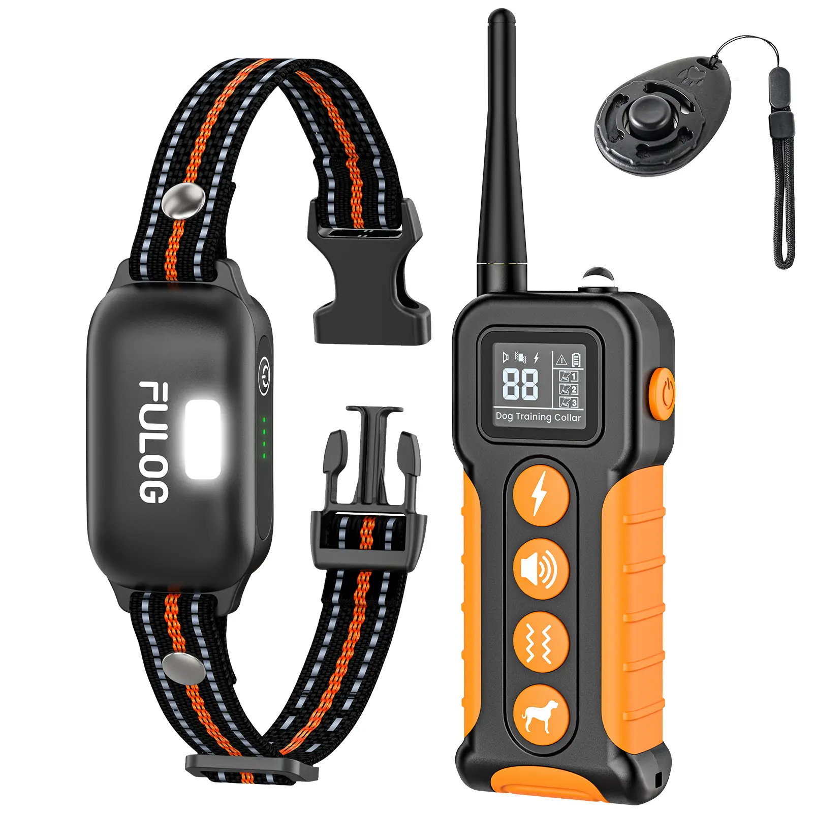 Dog Training Collar Fulog - 3300FT Dog Training Behavior Aid, with Remote Innovative IPX7 Waterproof with 4 Training Modes, Rechargeable E-Collar for