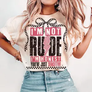 I'm Not Rude Snarky Sarcastic Funny saying Shirt, Retro Checkered Coquette Womens Sarcasm Edgy Sassy Funny Mom Attitude