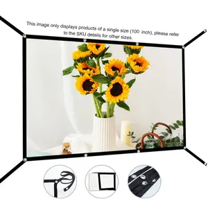 Extended Wall-Mounted Projector Screen, Portable Foldable Projection Curtain, 60-150 Inches, Ideal for Home Theater, Camping, Office
