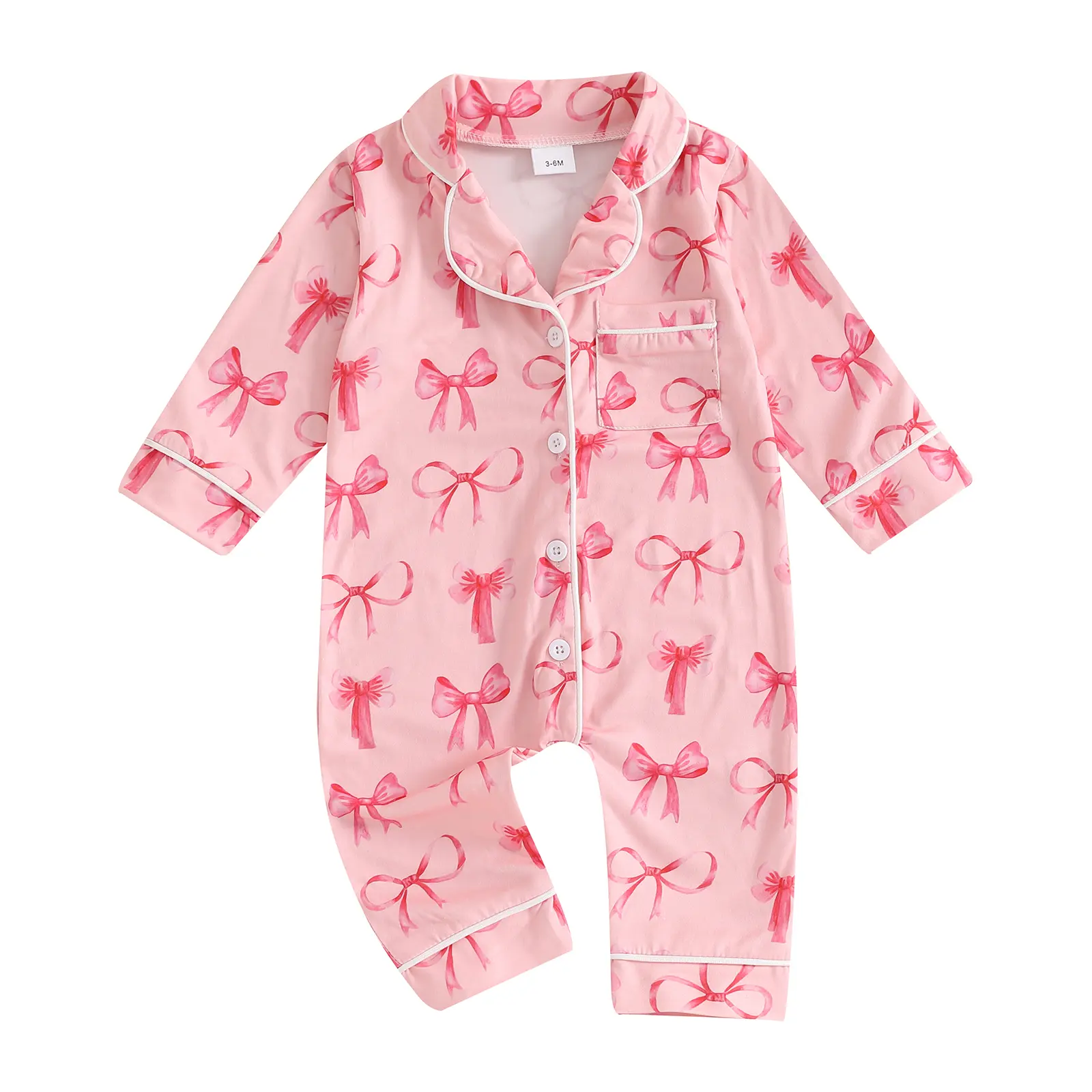 Newborn Infant Baby Girl Pyjamas Outfits Long Sleeve Button Down Cute Printed Pajamas Romper Fall Pjs Jumpsuit