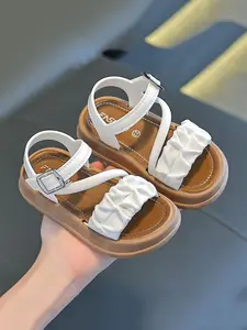 Summer New Girls' Soft Sole Cute Princess Style Sports Casual Open Toe Strapy Sandals, PVC Material, Comfortable Non-Slip, Must-Have for Summer