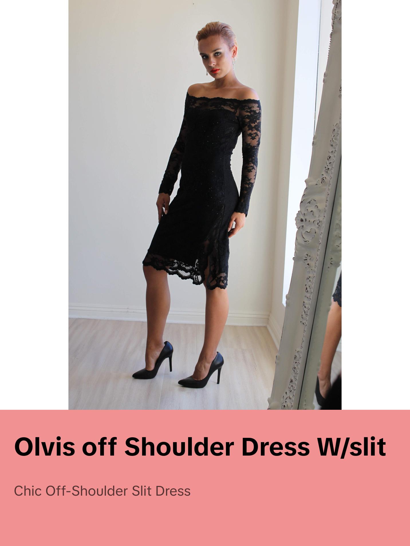 Olvis Off Shoulder Form Fitted Dress Knee Length