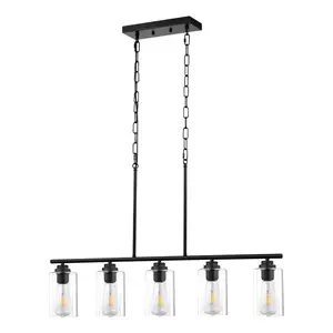 TikTokShopBlackFridayVEVOR 5-Light Kitchen Island Pendant Lights 60W Adjustable Dining Room Light E26
