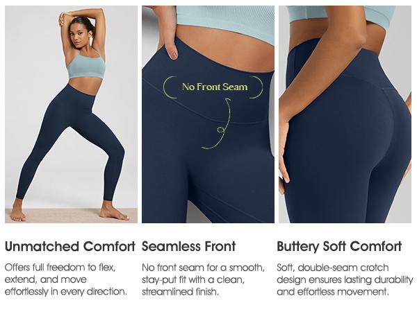 ODODOS No Front Seam Yoga Leggings for Women - 25" / 28" High Waist Buttery Soft Lounge Yoga Pants