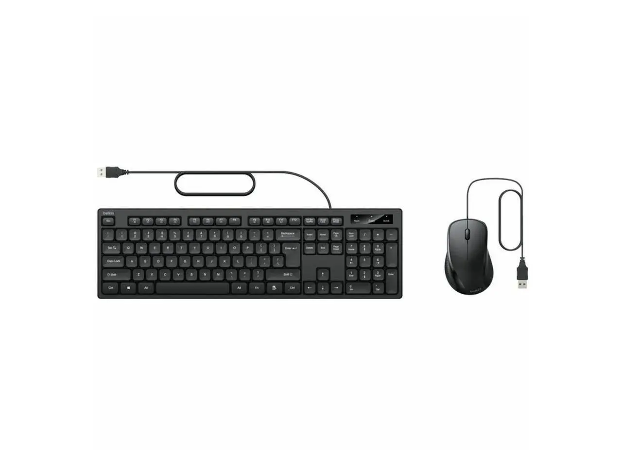 Belkin Connect Wired Keyboard and Mouse Combo - USB A Keyboard Set w/Wired Mouse, Ergonomic Design - Perfect for Home, Office, Desk, Compatible with Laptop, PC, Windows - Black