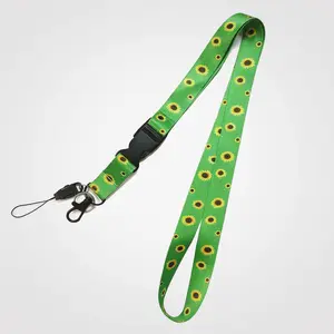 Sunflower Blue Pattern Neck Lanyard, Cool & Cute Keychain Holder, Quick Release Buckle, Stylish Design for Office & Handbag