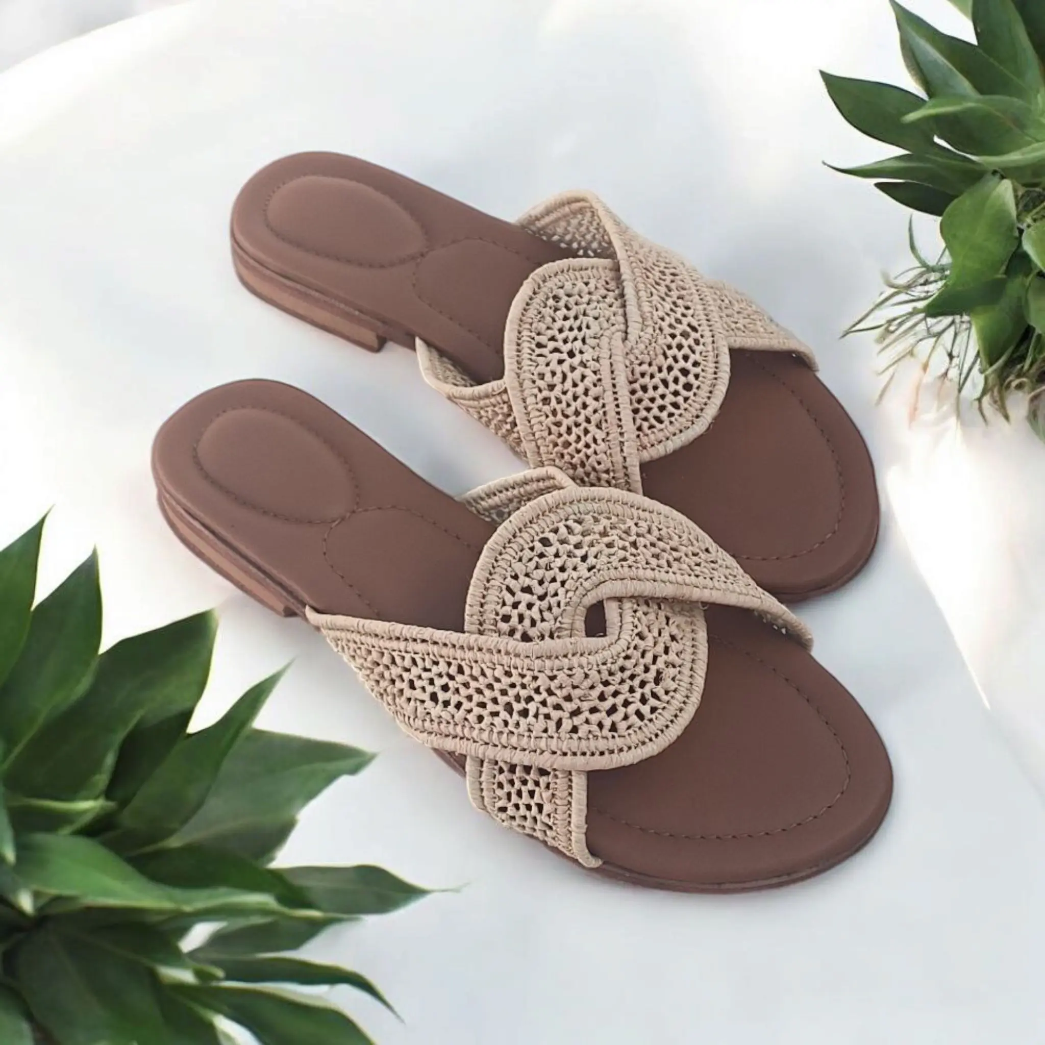 Atlas Serenity – Handmade Moroccan Raffia Sandals for Summer