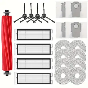 21Pcs Replacement Parts for Roborock Qrevo【Not for Qrevo S/Qrevo Pro/Qrevo Plus】Qrevo Vacuum Cleaner Accessories Kit,1 Main Brush 8 Mop Pads 4 Side Brush 4 Hepa Filters 4 Vacuum Bags