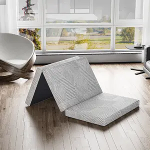 EGO Tri Folding Memory Foam Topper, Travel and Yoga Mats, 4 inch Single topper with Washable Cover, Twin Full Queen King