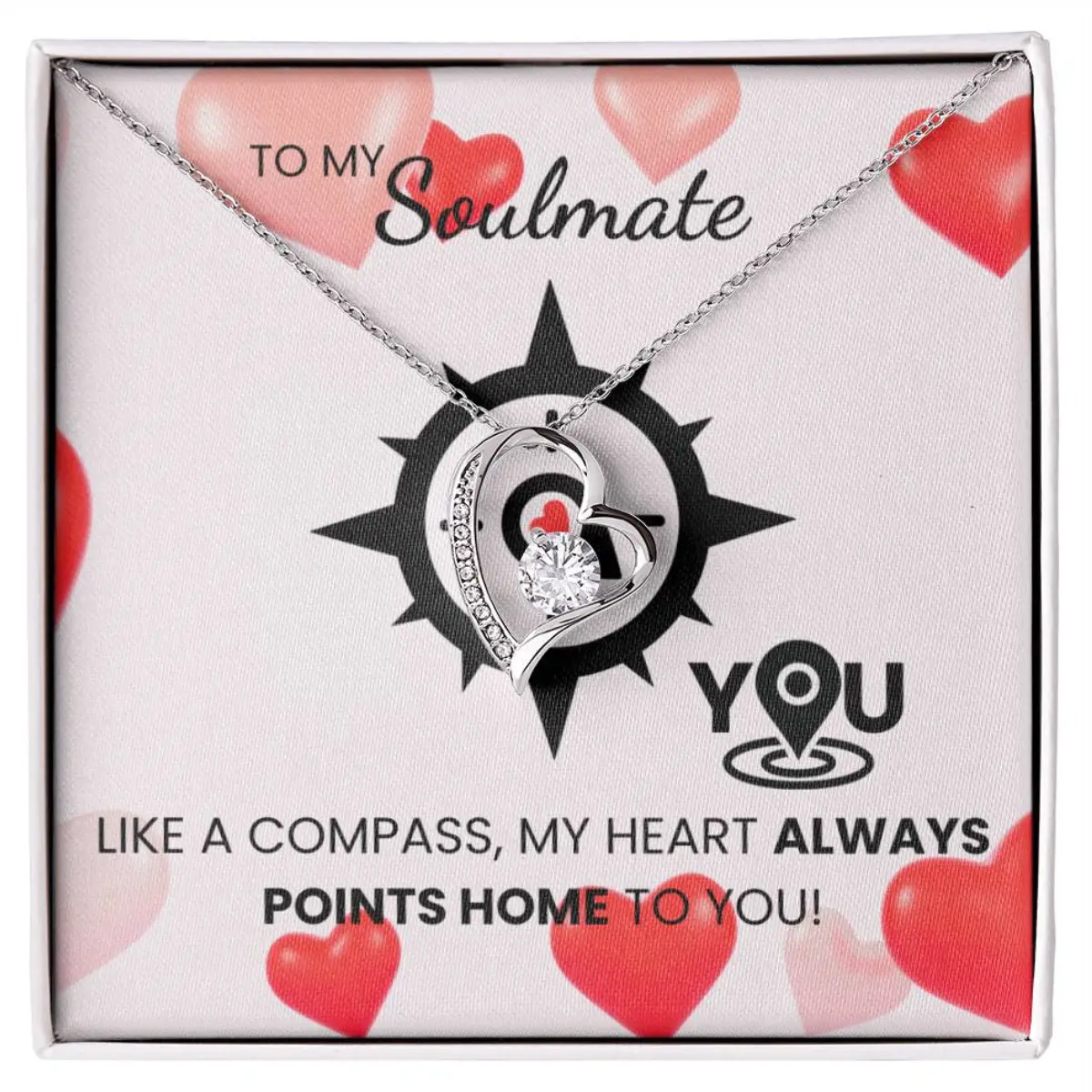 Captivating Love: Sparkling Forever Loved Necklace - Heart Always Points Home To You