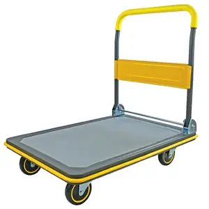 Heavy Duty Steel Frame Foldable Push Cart Dolly - 330lb Weight Capacity Moving Platform Hand Truck, 360-Degree Swivel Wheels, Easy Storage via Foldable Design