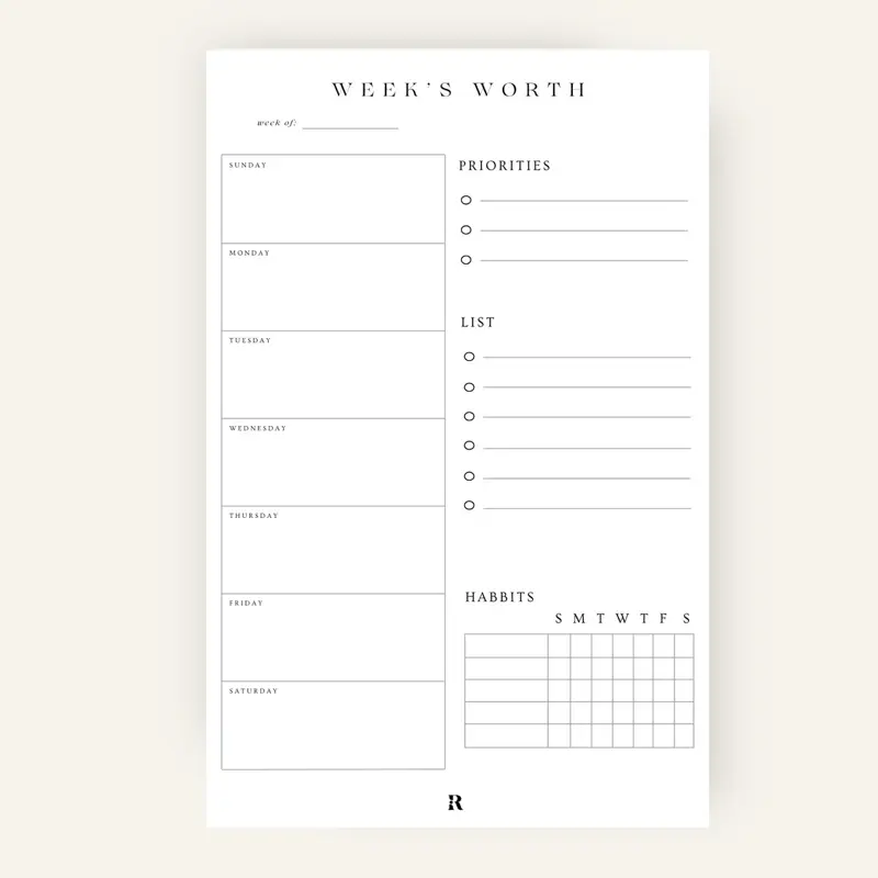 Week’s Worth - Weekly Notepad Week’s Worth - Weekly Notepad