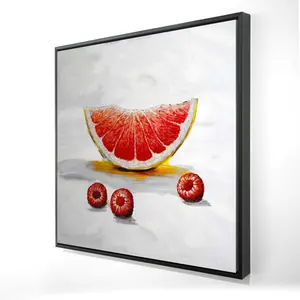 212 MAIN 24x24 in. Vivid Grapefruit Slice Framed Print - Nature Artwork, Photo Wall Art with Artistic Burst Ornaments, Kitchen Home Decor Accessory, Room Wall Decoration