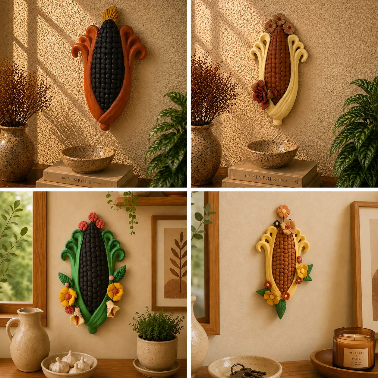 Corn Wall Decor Handame In Metepec, Mexican Clay Art, Terracotta Corn Sculpture, Mazorca
