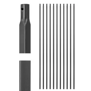 VEVOR Staircase Balusters 11 Pack, 44 Inch Durable Carbon Steel Stair Balusters, 0.5 Inch Indoor Square Metal Spindle Railing, Corrosion-Proof Hollow Deck Railing with Pre-Drilled Holes, Matte Black