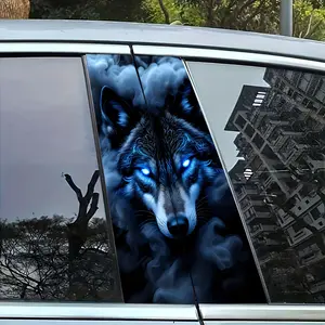 Eyesweb 2pcs light eyes wolf Smoking Vinyl shape Decals for Car Door Pillars - B-Pillar Protection Stickers, Easy to Apply & Remove, Sunproof, Waterproof, Scratch-Resistant Auto Decoration, Automotive Exterior Accessories, Nonsense Decals, Car Decal Stick