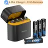 Mupoer Rechargeable AA Batteries Lithium with Charger | 1.5V 3000mWh Double A Battery Rechargeable,Long Lasting Pilas Recargables Lithium ion AA Battery with Charging Storage Box for Blink Outdoor, Xbox Controller