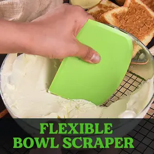 Flexible Dough Scraper Set of 3 | Bench Bowl Scraper for Sourdough Bread Baking | BPA Free Plastic Dough Kitchen Tool