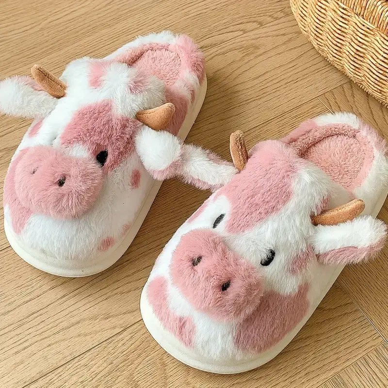 Cow Slippers for Women and Men,Cute and Cozy | Funny House Slippers,Soft Warm Plush,Cozy Memory Foam,EVA Sole,Kawaii Cartoon Animal