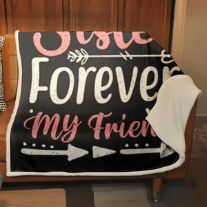 Letter & Arrow Feather Pattern Blanket, Soft Polyester Throw Blanket, Air-conditioned Room Blanket, Warm Nap Blanket for Home & Office