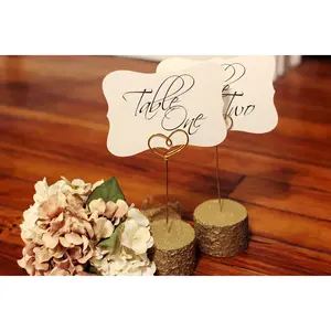 Rustic Log Table Number Holders - Wood Wooden - Glitter Gold - Decor
