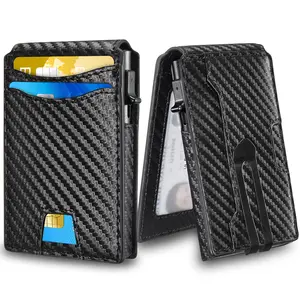 Genuine Leather Men's Bi-Fold Wallet - High-End Men's Wallet with Multiple Card Slots, Metal Card Holder, RFID Anti-Skimming Protection, US Dollar Clip