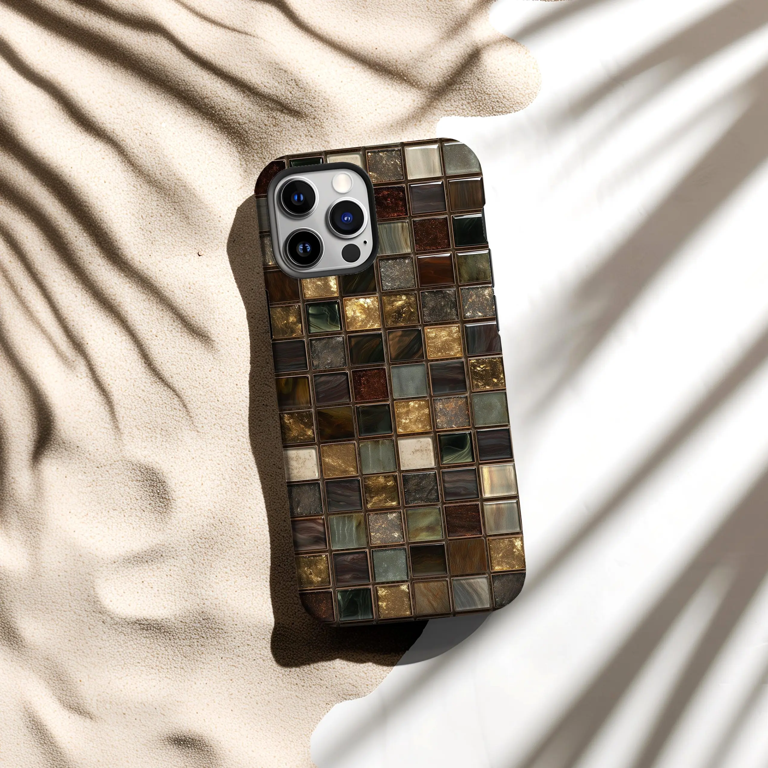 Colorful Printed Elegant Brown Stained Glass Multi-Model Cellphone Cover - Shockproof Polycarbonate Protect Cover, Protective Mobile Accessories for iPhone 17/16/15/14/13/12 Pro Max, Samsung S24/S25/S26, Google Pixel 8/9