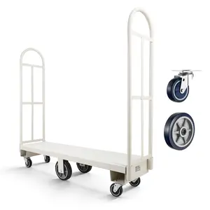 【FathersDayGift】VEVOR U-Boat Platform Truck Dolly, 2000 lbs Load Capacity, Heavy Duty Steel Utility Cart, Industrial Hand Push Truck with Six Wheels and Dual Detachable Handles, for Warehouse, 60 x 16.1 x 59.5 in