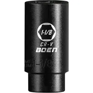 BOEN 1/2" Drive Deep Impact Socket,1-1/8 Inch Premium Socket,SAE,6 Point,Cr-V Steel with Laser Marking - Strong and Durable