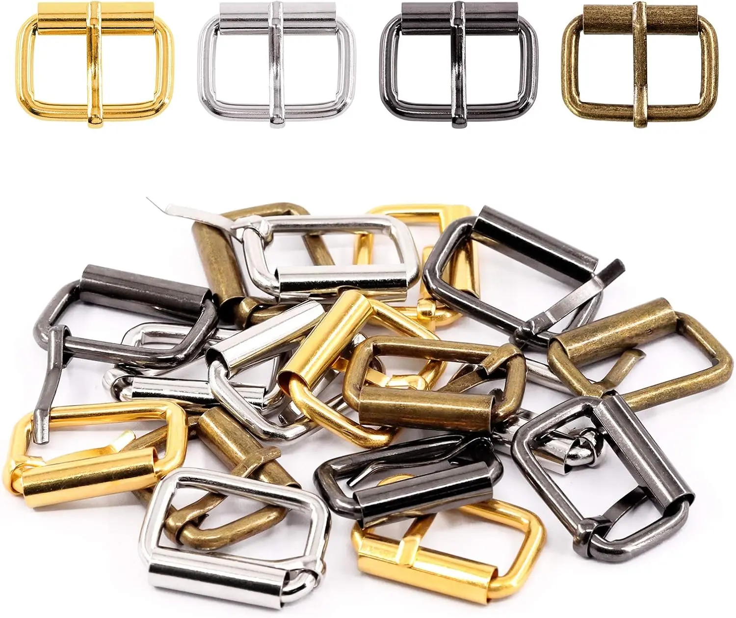 S1175 60 count Heavy Duty 1 Inch / 25mm Bronze Multi-Purpose Metal Roller Buckles Metal Rings for Belts Hardware Bags Ring Hand DIY Accessories Keychains Belts and  Leash