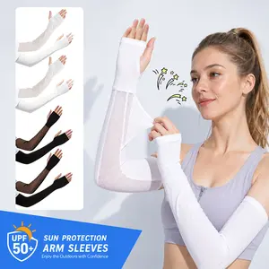 4 Pack Half Finger Ice Silk Arm Sleeves – UV Cooling Sleeves for Driving, Cycling, Sports – Unisex, Breathable & Lightweight