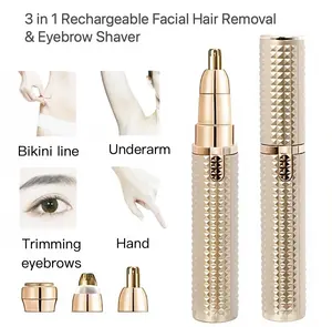 3 in 1 facial & eyebrow hair trimmer for Women, Rechargeable Face Razor, Lip & Peach Fuzz Remover, Precision Eyebrow Shaper, Portable Painless Hair Removal Tool,gifts,summerhairstyles Brow Kit Brow Setter- Body Razor with Built-in LED Light (Rose Gold)