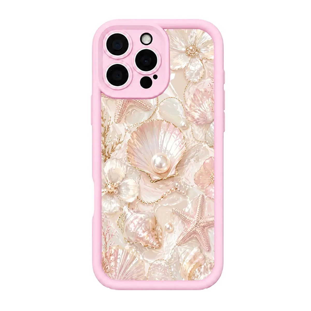 Blush Seashell Collage Phone Case Mermaidcore Pearl Beach Heirloom Style for iPhone 17 16 15 14 13 12 11 Plus Pro Max Seashell Collector Gift