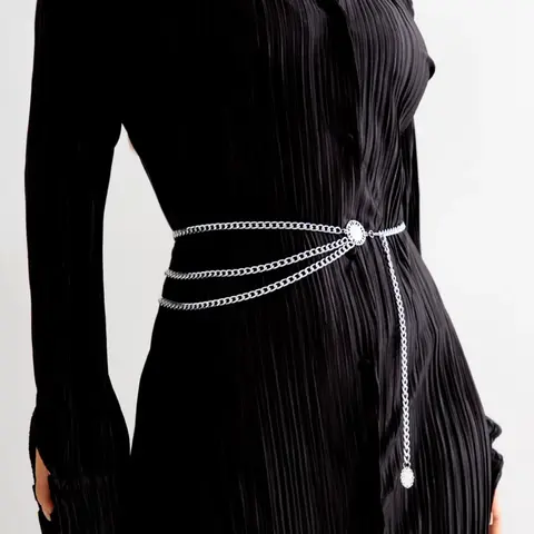 Textured Metal Layered Chain Belt