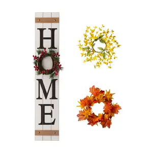 Glitzhome Home Sign with Spring, Fall, HolidayWreaths