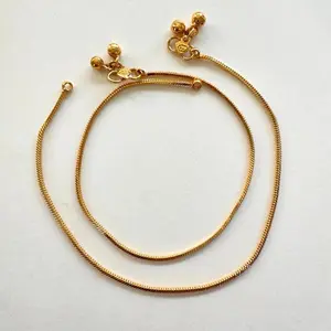 Plain Payal With Gold Plating Anklet Pair Moti Payal Jhanjran Panjeb Pajeb India Traditional Foot Jewelry