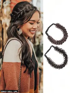 Handmade Braided Synthetic Hairband for Women and Girls, Adjustable Elastic Headband, Easy Braid Hairstyle, Daily Use, Parties, Vacations, Hair Accessory, Hair Fashion