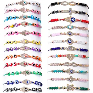 24/12  Evil Eye Bracelets Mexican Bracelets Hamsa Bracelet Set Protection Mal De Ojo Bracelets Gold Evil Eye Anklets  Gift for Women Men