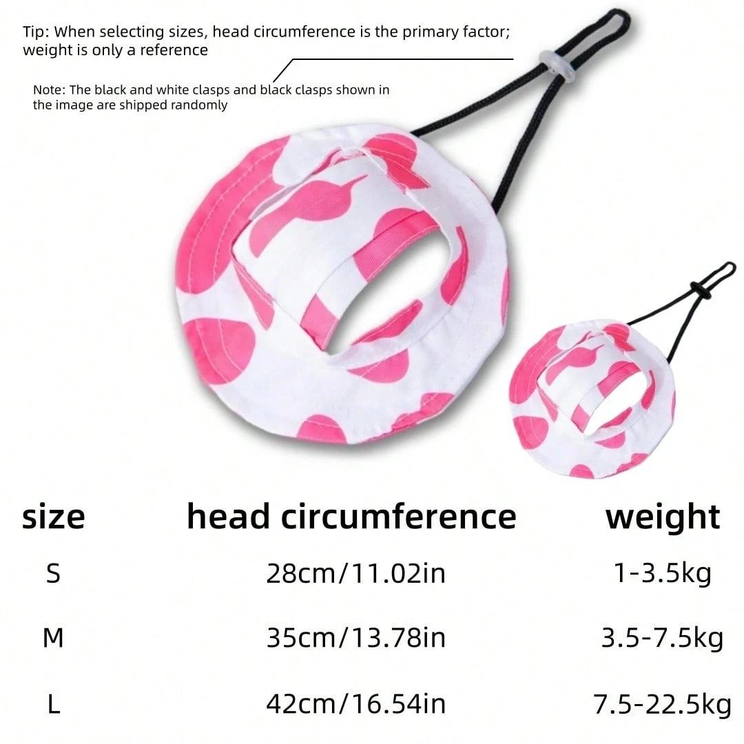 AESS x PETSIN Cow Print Pet Bucket Hat - Ear-Exposed Design, Adjustable Strap, Sun Protection, Multi-Size Photo Prop for Small-Medium-Large Cats & Dogs
