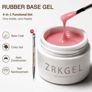 ZRKGEL Rubber Base Gel Builder Gel for Nails, BIAB Nail Strengthener, Self Leveling Nude Pink Milky White Soak Off UV LED Gel