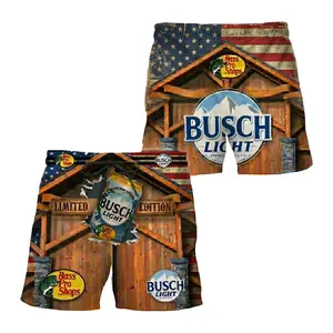 4th of July Busch Light Bass Pro Shops Men's Swim Trunks  - Summer Shorts - 4th of July Outfit - Patriotic Shorts - Party Shorts - Vacation Outfit - Beer Lovers Gift - USA Style - Tropical Shorts - Summer Shorts