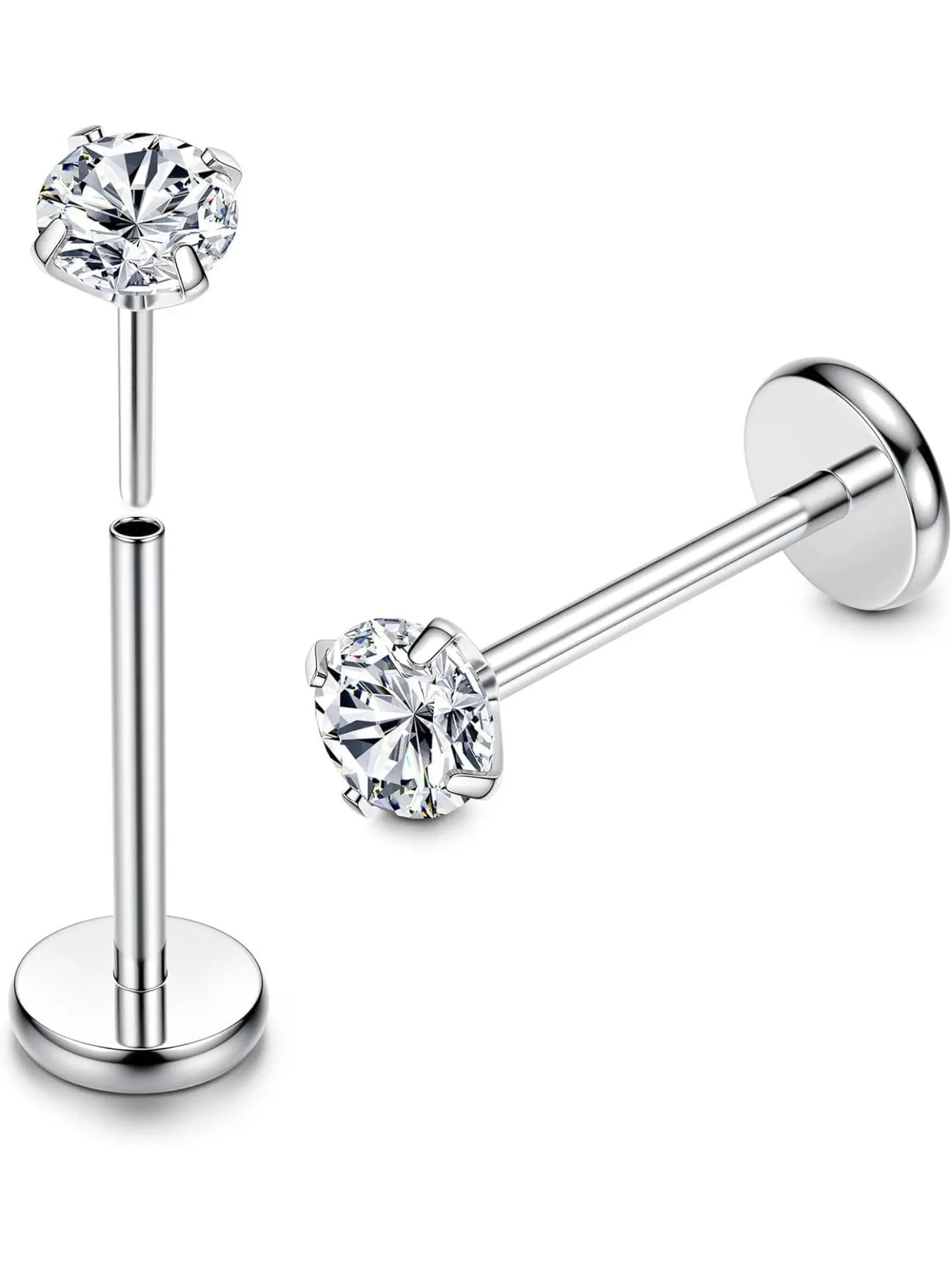 2pcs G23 Titanium Labret Studs, Side Labret Jewelry, Vertical Labret Jewelry, Lip Piercing Jewelry, Threadless Push In, Medusa Monroe Piercings, Lip Bar, Nose Studs, Titanium Nose Hoops, Nose Ring Jewelry, All Seasons