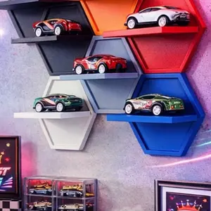 Wood wall floating display. 18 piece