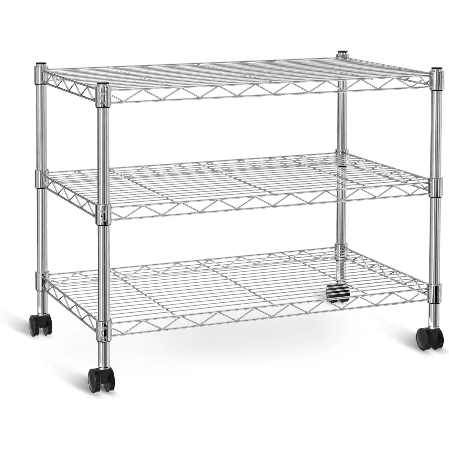 Heavy Duty Freestanding Chrome 3-Layer Storage Rack Organiser, 750 Lbs Loading Capacity, 24.02" W x 13.78" D x 21.97" H Storage System Shelf for Garage, Pantry