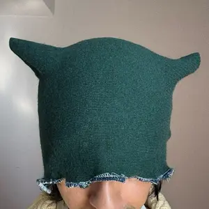 Dark Green Cashmere Cat Ear Beanie